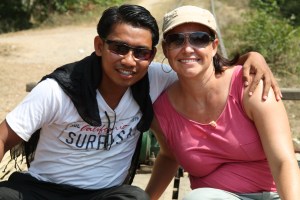 Jimmy and I on the bamboo train in Battambang